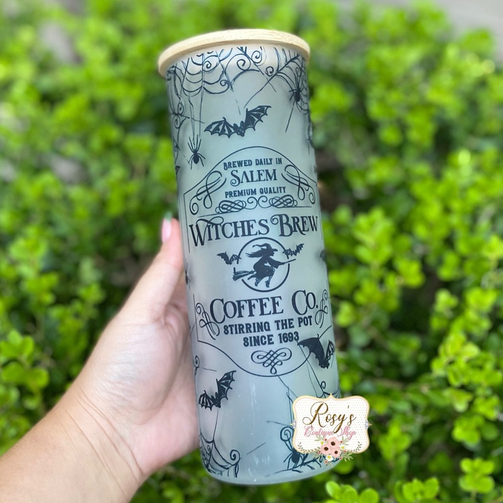 Halloween Witches Brew Coffee 25oz Glass Tumbler
